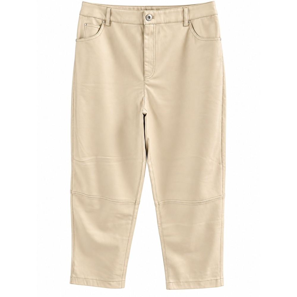 Ted Baker London Womens Beige Leather Cropped Tapered Pants Size 4 RN95229